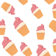 background of delicious cupcakes icons