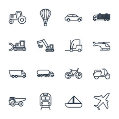 Set Transport vehicle icon template color editable. vehicle and delivery pack symbol vector sign isolated on white background illustration for graphic and web design.