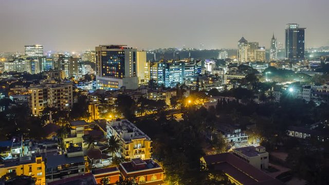 India, Karnataka, Bangalore (Bangaluru), capital of the state of Karnataka, city skyline time lapse