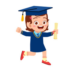 happy cute little kid girl graduate from school