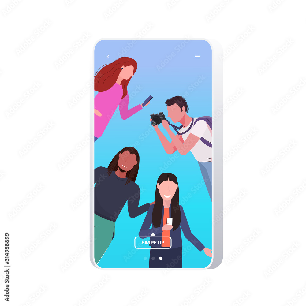 Aufkleber bloggers using digital camera and smartphone live streaming social media networking blogging concept
