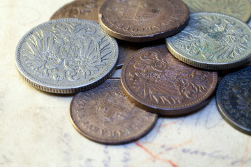 Close up shot of old coins