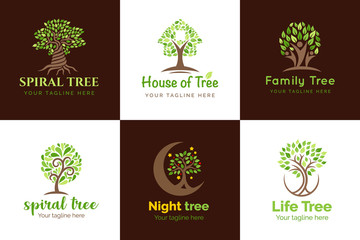 flat tree logo for your business company with name and tagline