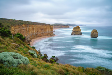 gibson steps  at sunset, twelve apostles, great ocean road in victoria, australia