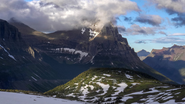 late afternoon view of going to the sun mt in glacier national park © chris