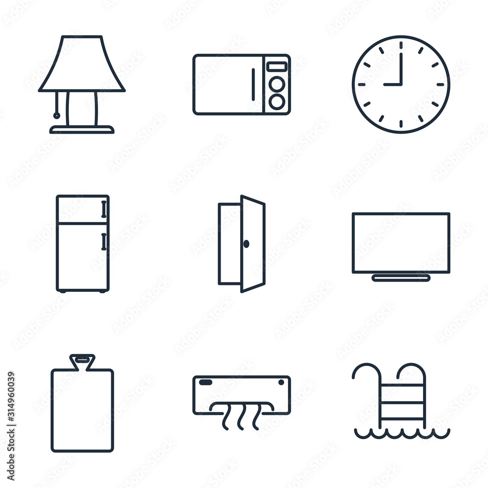 Poster set home appliance icon template color editable. household appliances pack symbol vector sign isolat