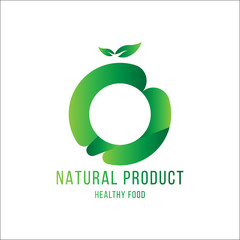 Original Letter O for logotype. Natural product with green tree leaf for logo world ecology. Flat Vector Illustration EPS10
