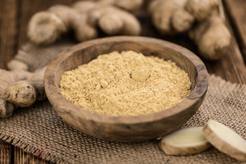 Fresh Powdered Ginger as detailed close-up shot (selective focus)