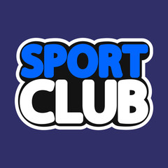 Sport Club, isolated sticker, word design template, vector illustration