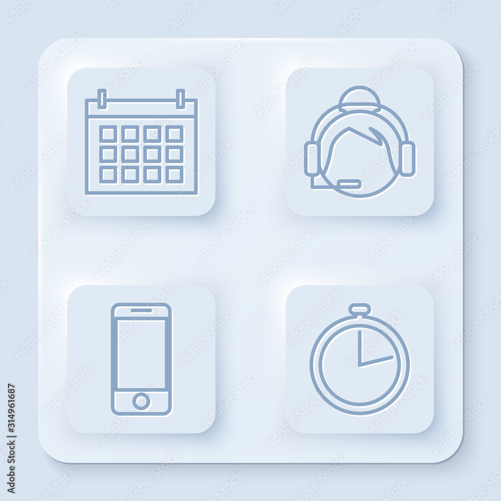 Poster set line calendar , support operator in touch, mobile phone with app delivery tracking and stopwatch