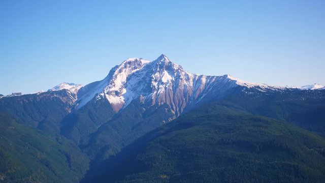 Mount Garibaldi shot from a plane in Squamish British Columbia and near Whistler. The mountain is beautiful and shot on a sunny day.