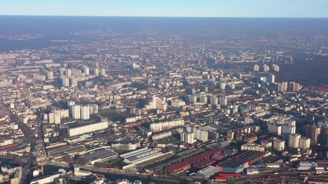 Pantin neighbourhood aerial shot France Paris pollution greenhouse gas