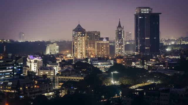 India, Karnataka, Bangalore (Bangaluru), capital of the state of Karnataka, city skyline time lapse