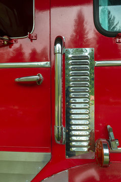 Chrome Vents on the Side of a Red Fire Truck