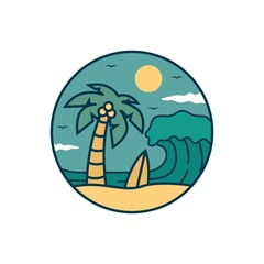 beach logo design vector illustration