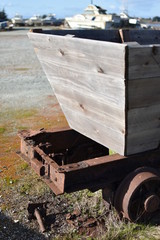 Fototapeta na wymiar An old cart used for salt production in Moss Landing