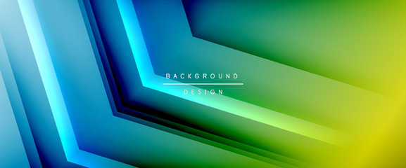 Arrow lines, technology digital template with shadows and lights on gradient background. Trendy simple fluid color gradient abstract background with dynamic straight shadow lines effect