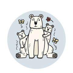 an illustration of happy polar bear family.