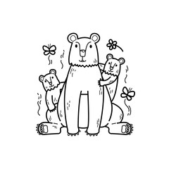 an illustration of happy polar bear family.