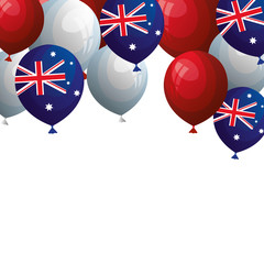 set balloons helium with flag australia vector illustration design