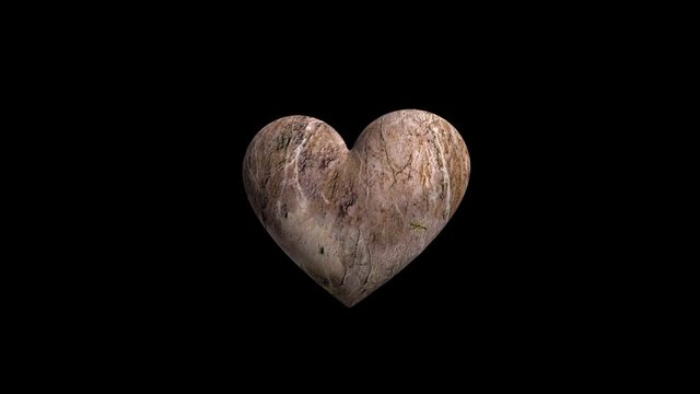 Stylish 3D marble heart rotating in dark space, Valentine's Day glamour footage