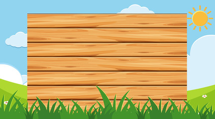 Wooden board with background of a park