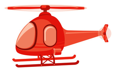 Isolated helicopter in red color
