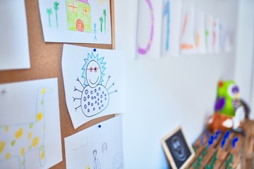 Beautiful games corner and desk at kindergarten