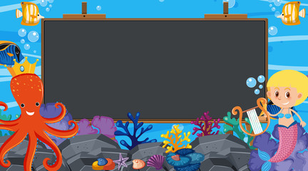 Border template with underwater scene in background