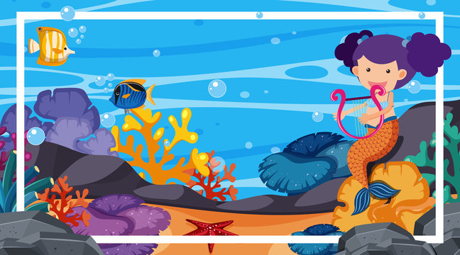 Border template with underwater theme in background