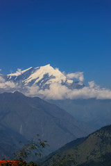 Snow-covered Mountain With Blue Sky, Cloud and Fog