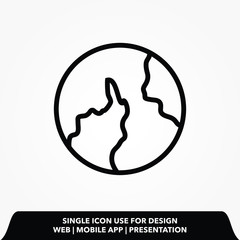 Vector globe icon of the world.