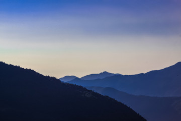 Fototapeta na wymiar Snow-covered Mountain With Blue Sky, Cloud and Fog