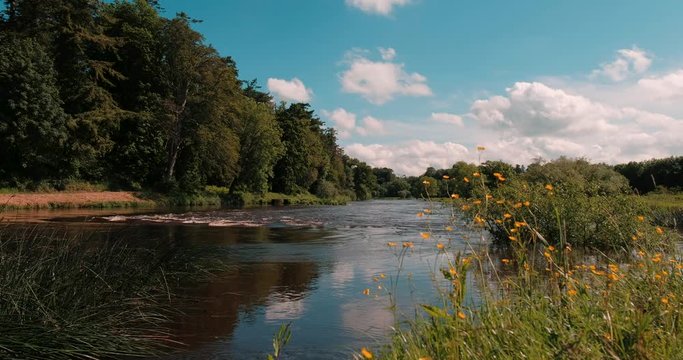 Scenic 4K video of Boyne river, valley and surroundings, Co. Meath, Ireland
