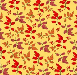 Seamless red colorful floral pattern