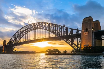 Wall murals Sydney Harbour Bridge sydney harbour bridge at dusk in sydney, australia