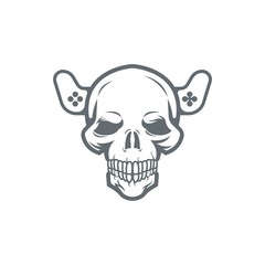 Game over glitchy sign with skull andGame over glitchy sign with skull and gamepad as a horn. Video game symbol. gamepad as a horn. Video game symbol.