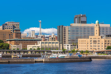 skyline of yokohama harbor in japan