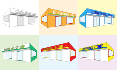 Convenience store illustration set