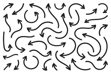 Hand drawn arrow vector icons set.