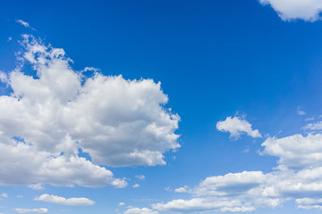 Fototapeta premium Blue sky on a sunny day with fluffy clouds