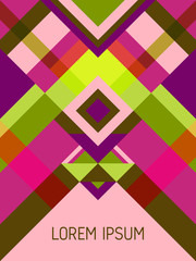 Cover page layout vector template geometric design with triangles and stripes pattern.