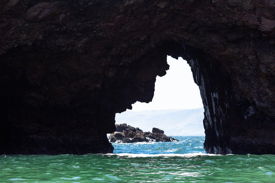 View through the grotto Ballestas Islands, Paracas Nature Reserve, Peru, Latin America