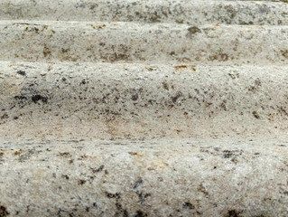 Vintage texture of old asbestos slate covered with moss and lichen, close-up, macro photo