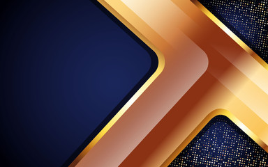 Dark Blue Background With Golden Geometric And Glitter