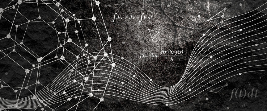 Technology, chemistry and science banner design template. Molecule and communication pattern. Connected lines with dots.