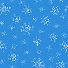 Seamless vector pattern of snowflakes on a blue background