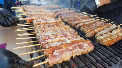 souvlaki greek ethnic food from meat  roasting