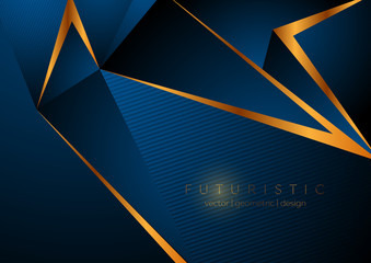 Blue and bronze geometric low poly abstract background. Hi-tech vector design