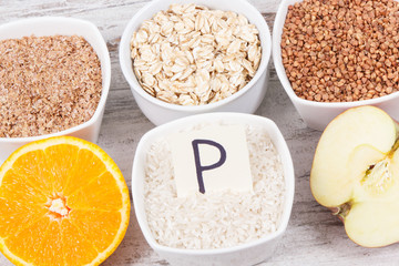 Healthy food as minerals, vitamin P and dietary fiber